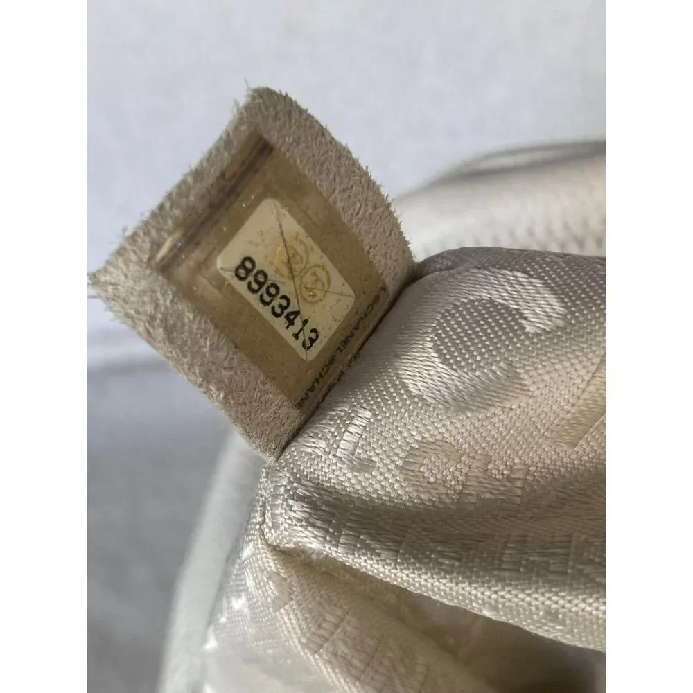 Authentic CHANEL CC Caviar Leather Boston Bag Bowler Shoulder Bag White Tote - Picture 10 of 10